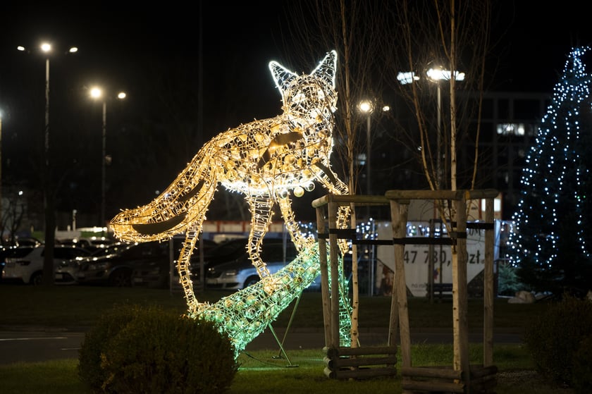 Świąteczne iluminacje we Wrocławiu, okolice CH Magnolia